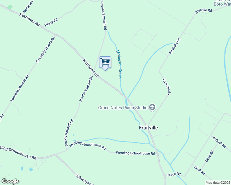 map of restaurants, bars, coffee shops, grocery stores, and more near 2922 Kutztown Road in East Greenville
