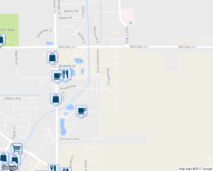 map of restaurants, bars, coffee shops, grocery stores, and more near 1220 Sourgum Lane in Lafayette