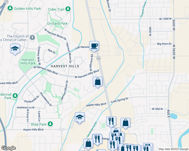map of restaurants, bars, coffee shops, grocery stores, and more near 1972 North Hillcrest Road in Saratoga Springs