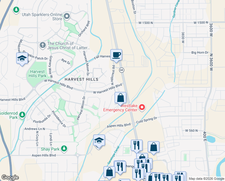 map of restaurants, bars, coffee shops, grocery stores, and more near 1931 North Crest Road in Saratoga Springs