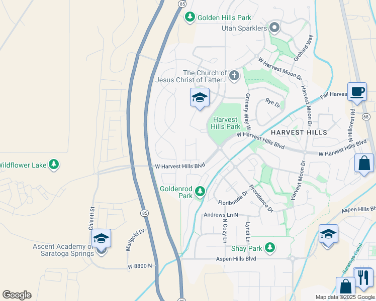 map of restaurants, bars, coffee shops, grocery stores, and more near 2012 Belmont Drive in Saratoga Springs