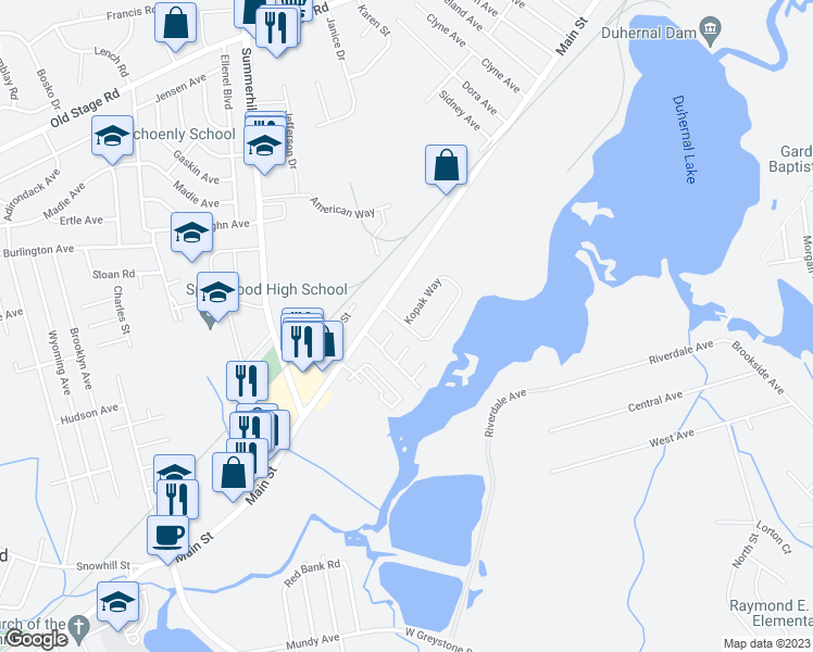map of restaurants, bars, coffee shops, grocery stores, and more near 29 Kopak Way in Spotswood