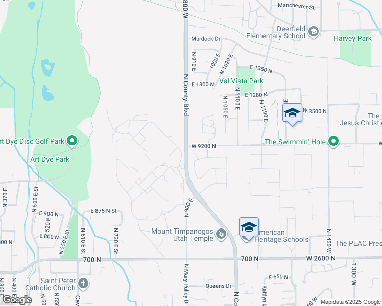 map of restaurants, bars, coffee shops, grocery stores, and more near 1089 North 950 East in American Fork