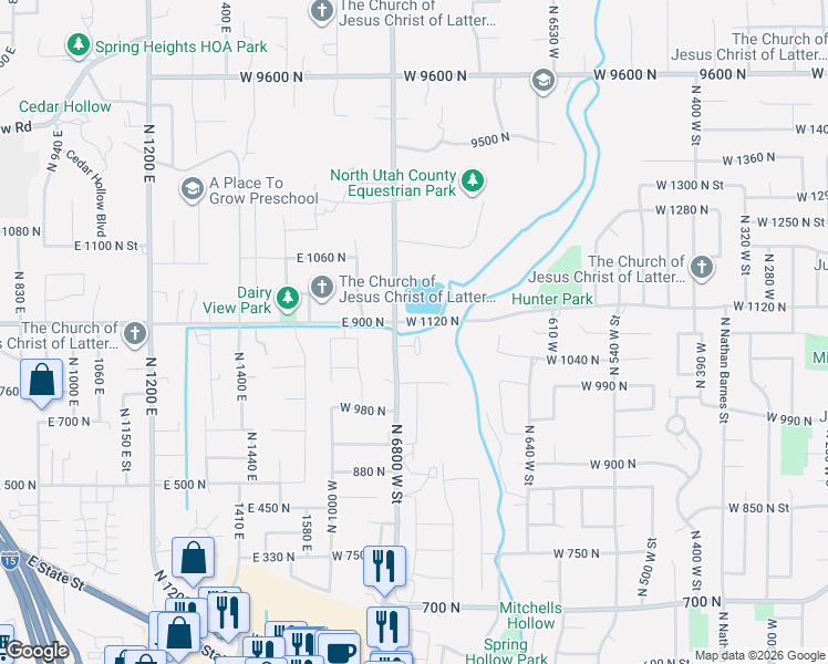 map of restaurants, bars, coffee shops, grocery stores, and more near 887 West 1080 North Circle in American Fork