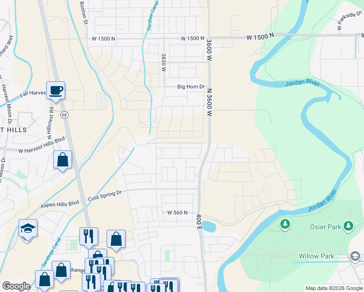 map of restaurants, bars, coffee shops, grocery stores, and more near 3784 West 930 North in Lehi