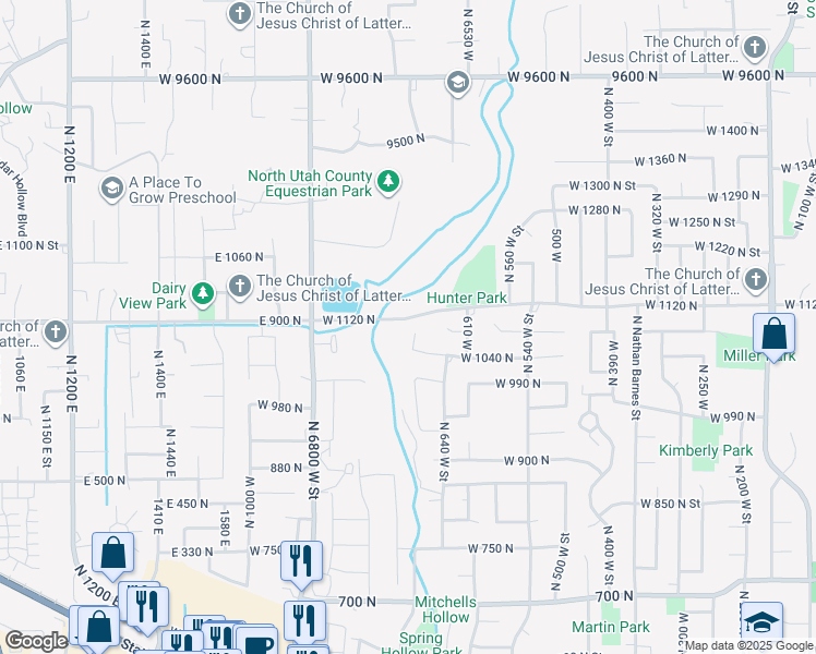 map of restaurants, bars, coffee shops, grocery stores, and more near 1083 North 700 West Circle in American Fork