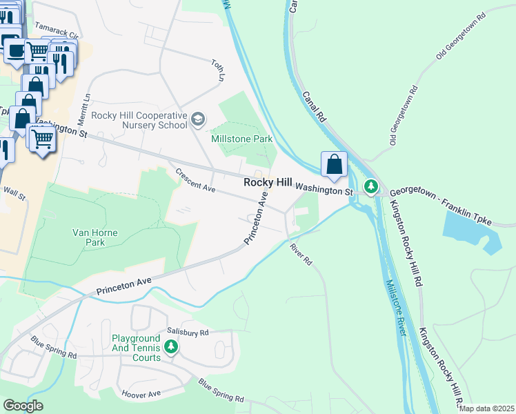 map of restaurants, bars, coffee shops, grocery stores, and more near 48 Crescent Avenue in Rocky Hill