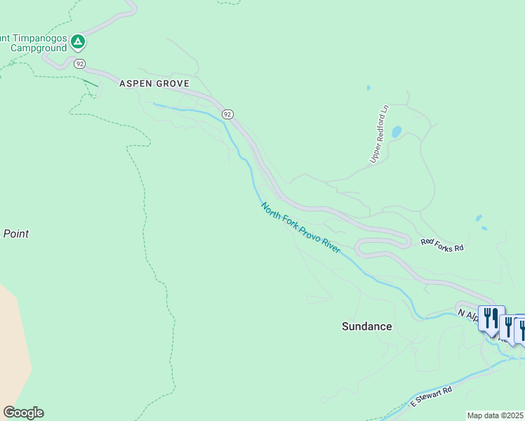 map of restaurants, bars, coffee shops, grocery stores, and more near 9221 North Mile 23 Lane in Sundance