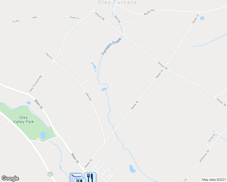 map of restaurants, bars, coffee shops, grocery stores, and more near 75 Lake Road in Oley