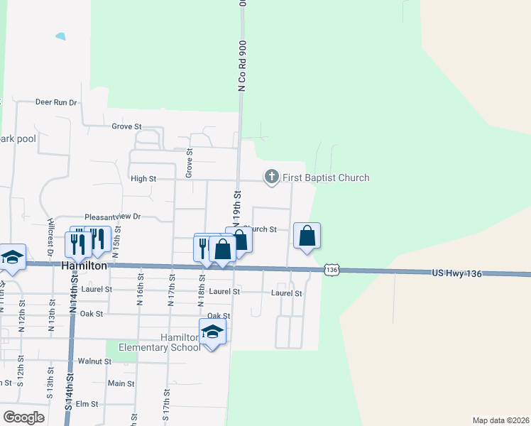 map of restaurants, bars, coffee shops, grocery stores, and more near 447-2003 Oakcrest Drive in Hamilton