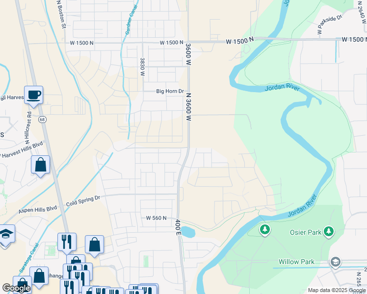 map of restaurants, bars, coffee shops, grocery stores, and more near 942 North Herman Drive in Lehi