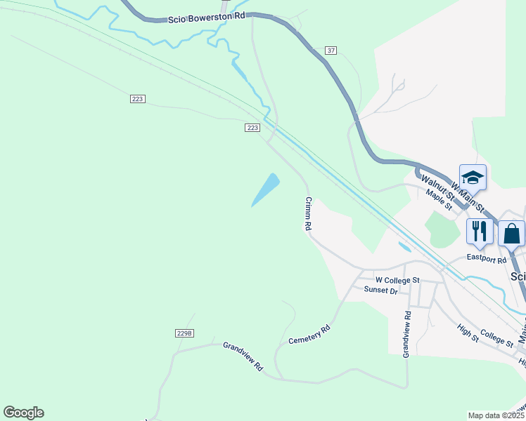 map of restaurants, bars, coffee shops, grocery stores, and more near 37971-38599 Crimm Road in Scio