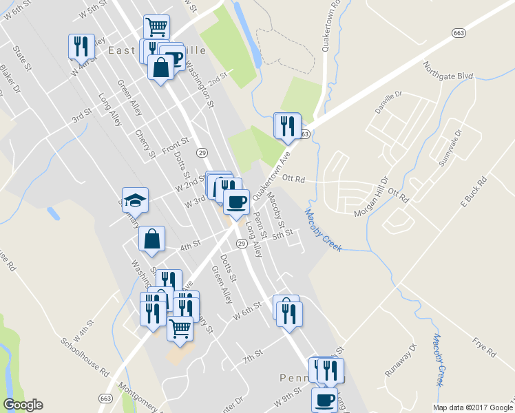map of restaurants, bars, coffee shops, grocery stores, and more near 100 Quakertown Avenue in Pennsburg