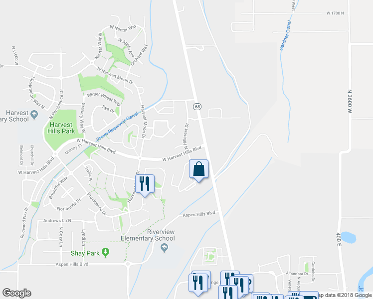 map of restaurants, bars, coffee shops, grocery stores, and more near 2013 North Hillcrest Drive in Saratoga Springs