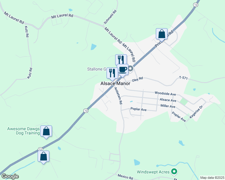 map of restaurants, bars, coffee shops, grocery stores, and more near in Alsace Manor