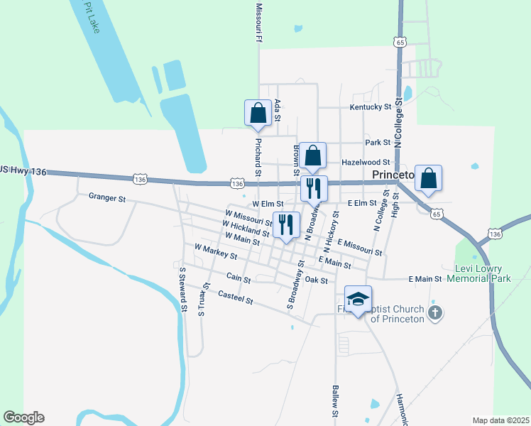 map of restaurants, bars, coffee shops, grocery stores, and more near 403 West Elm Street in Princeton