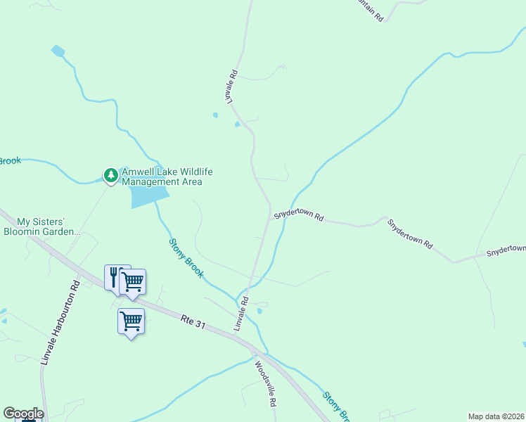 map of restaurants, bars, coffee shops, grocery stores, and more near 110 Linvale Road in East Amwell Township