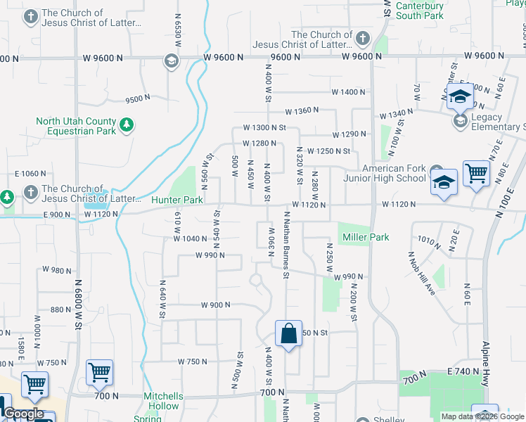 map of restaurants, bars, coffee shops, grocery stores, and more near 425 West 1120 North in American Fork