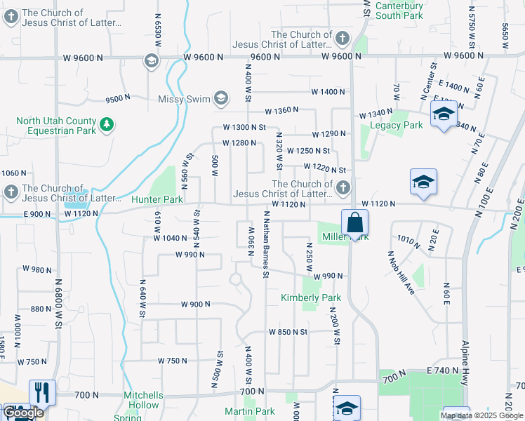 map of restaurants, bars, coffee shops, grocery stores, and more near 359 West 1120 North in American Fork