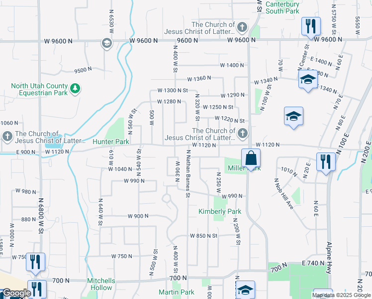 map of restaurants, bars, coffee shops, grocery stores, and more near 359 West 1120 North in American Fork