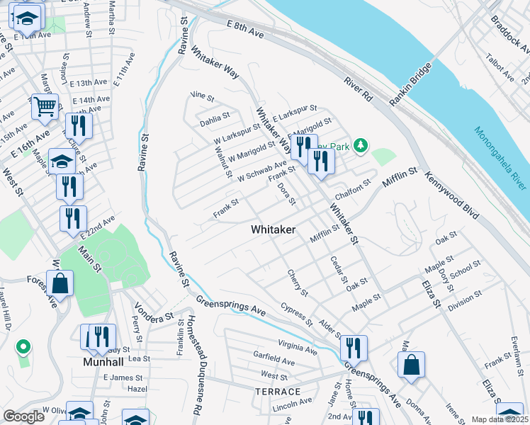 map of restaurants, bars, coffee shops, grocery stores, and more near 175 Lincoln Avenue in Homestead