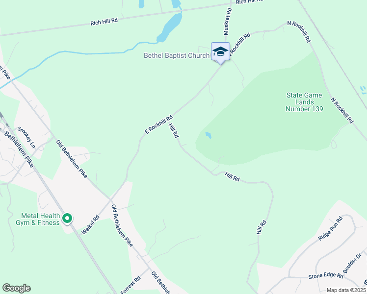 map of restaurants, bars, coffee shops, grocery stores, and more near 2843 Hill Road in Sellersville