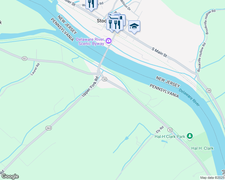 map of restaurants, bars, coffee shops, grocery stores, and more near 2933 River Road in New Hope