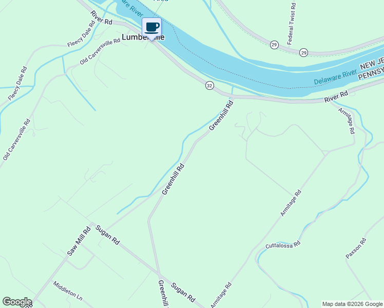 map of restaurants, bars, coffee shops, grocery stores, and more near 6600 Greenhill Road in New Hope