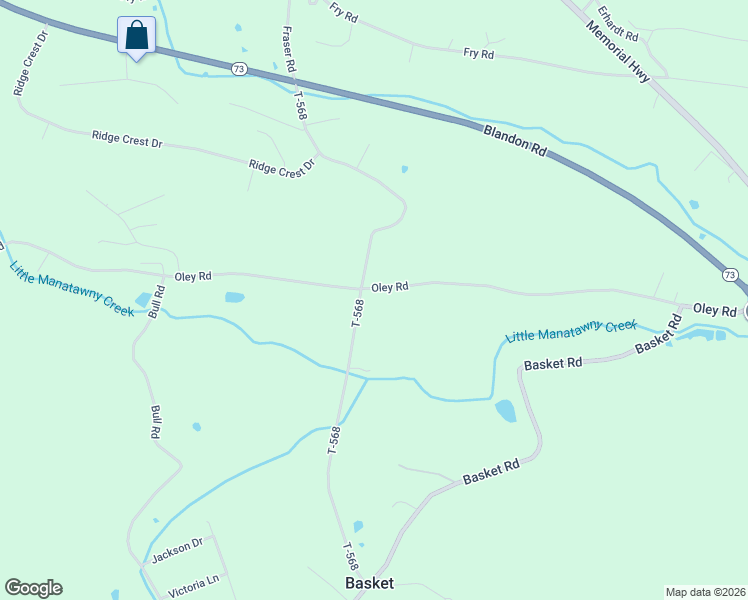 map of restaurants, bars, coffee shops, grocery stores, and more near 500 T-571 in Berks County