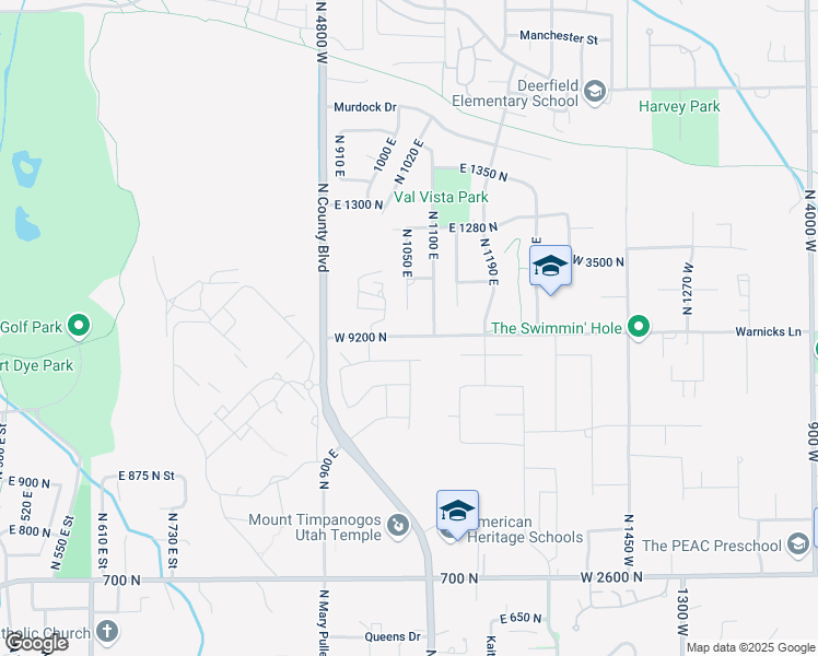 map of restaurants, bars, coffee shops, grocery stores, and more near 1069 East 1100 North in American Fork