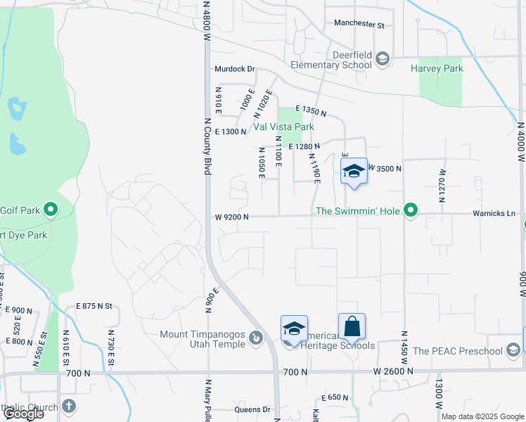map of restaurants, bars, coffee shops, grocery stores, and more near 1069 East 1100 North in American Fork