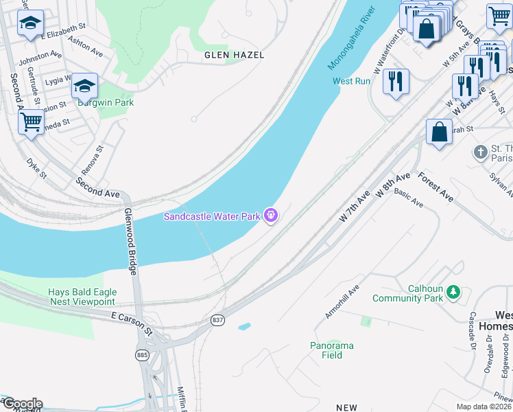 map of restaurants, bars, coffee shops, grocery stores, and more near 1000 Sandcastle Drive in Homestead