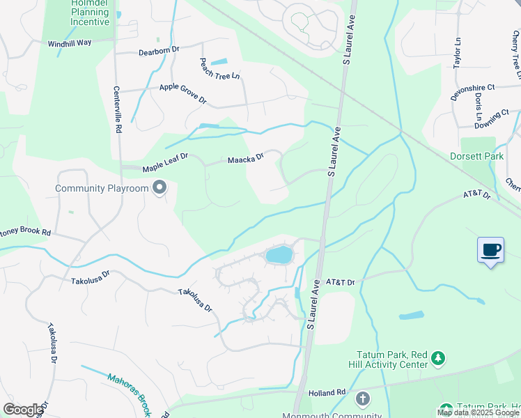 map of restaurants, bars, coffee shops, grocery stores, and more near 9 Boxwood Terrace in Holmdel