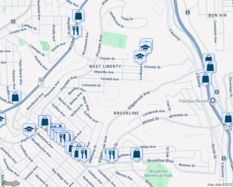 map of restaurants, bars, coffee shops, grocery stores, and more near 681 Hartranft Street in Pittsburgh