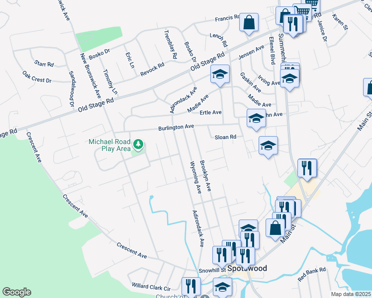 map of restaurants, bars, coffee shops, grocery stores, and more near 211 Wyoming Avenue in Spotswood