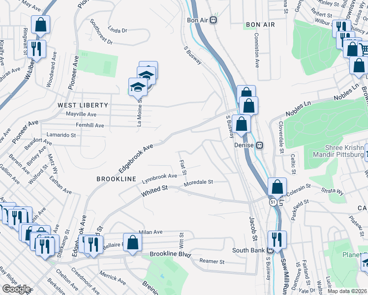 map of restaurants, bars, coffee shops, grocery stores, and more near 2138 Zimmerman Street in Pittsburgh
