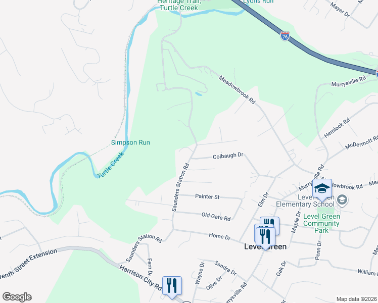 map of restaurants, bars, coffee shops, grocery stores, and more near 216 Saunders Station Road in Trafford