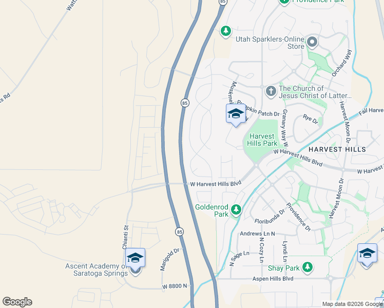 map of restaurants, bars, coffee shops, grocery stores, and more near 2059 North Elderberry Drive in Saratoga Springs