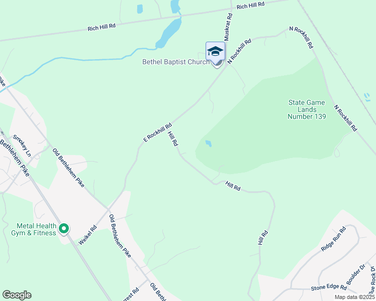 map of restaurants, bars, coffee shops, grocery stores, and more near 2843 Hill Road in Sellersville