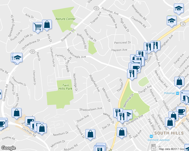 map of restaurants, bars, coffee shops, grocery stores, and more near 876 North Meadowcroft Avenue in Pittsburgh