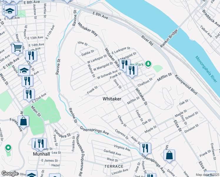 map of restaurants, bars, coffee shops, grocery stores, and more near 162 Lincoln Avenue in Homestead