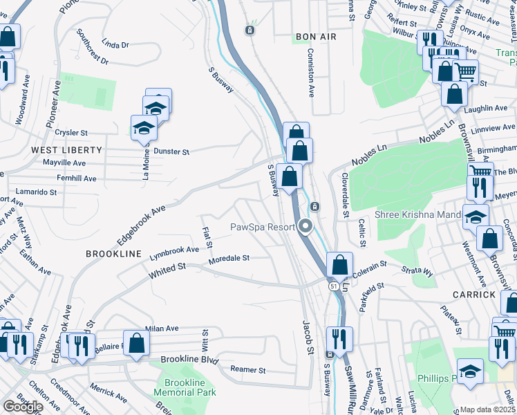 map of restaurants, bars, coffee shops, grocery stores, and more near 1604 Ballinger St in Pittsburgh