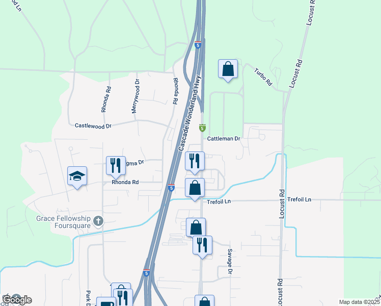 map of restaurants, bars, coffee shops, grocery stores, and more near 3850 Main Street in Cottonwood