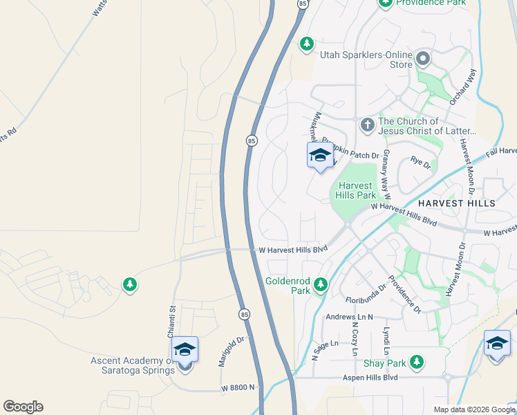 map of restaurants, bars, coffee shops, grocery stores, and more near 2059 North Elderberry Drive in Saratoga Springs