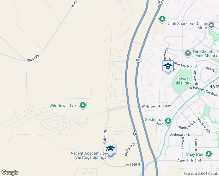 map of restaurants, bars, coffee shops, grocery stores, and more near 2061 North Chianti Street in Saratoga Springs
