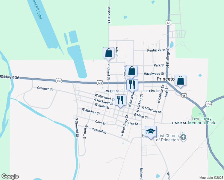 map of restaurants, bars, coffee shops, grocery stores, and more near 403 West Elm Street in Princeton