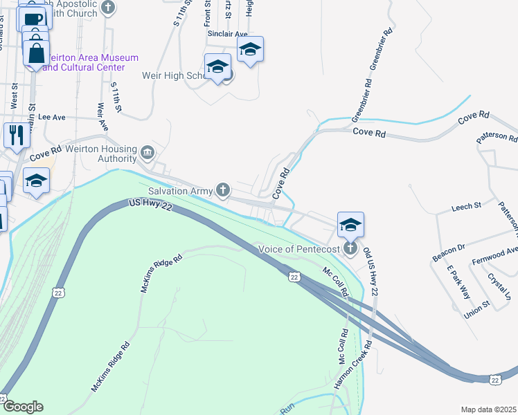 map of restaurants, bars, coffee shops, grocery stores, and more near 844 Cove Road in Colliers