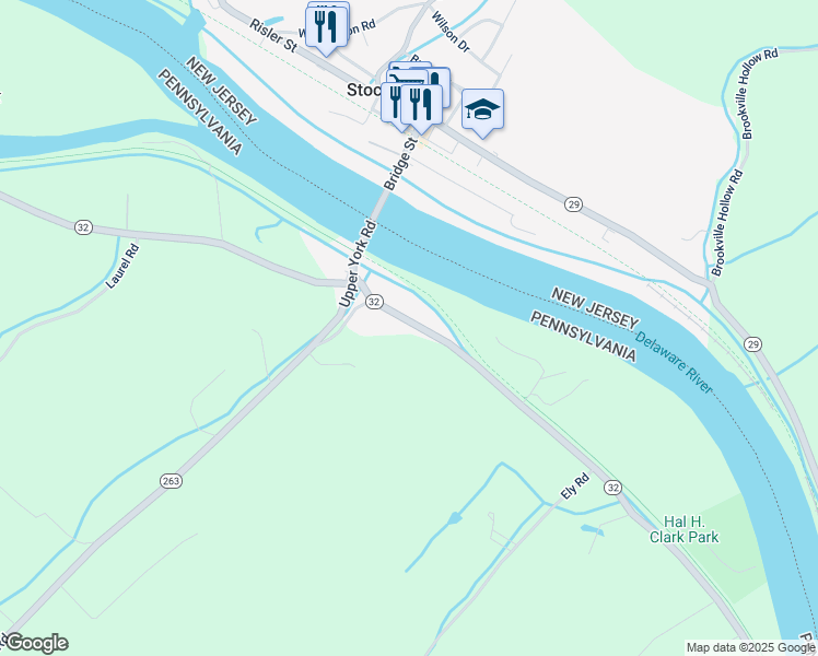 map of restaurants, bars, coffee shops, grocery stores, and more near 2933 River Road in New Hope