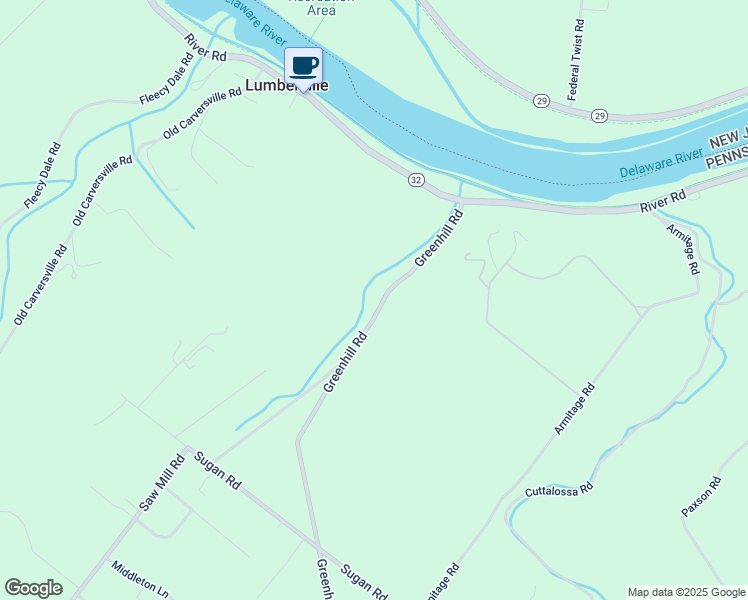 map of restaurants, bars, coffee shops, grocery stores, and more near 6625 Greenhill Road in New Hope