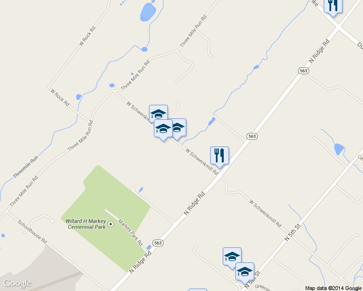 map of restaurants, bars, coffee shops, grocery stores, and more near 1109 West Schwenkmill Road in Perkasie
